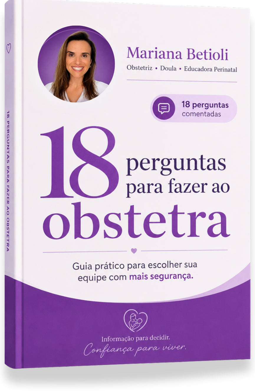 Capa do guia 18 perguntas para fazer ao obstetra, de Mariana Betioli